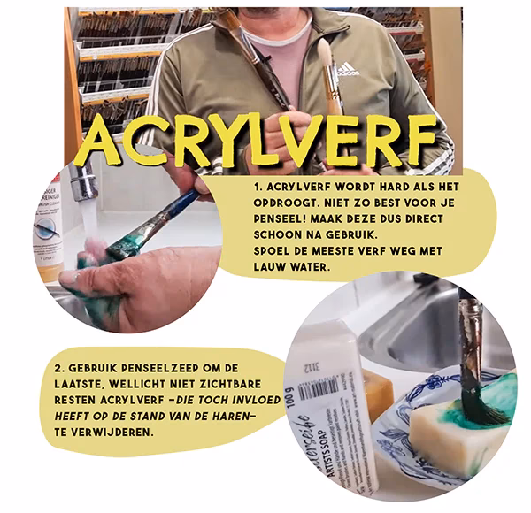 Hoe maak je een acryl penseel schoon?