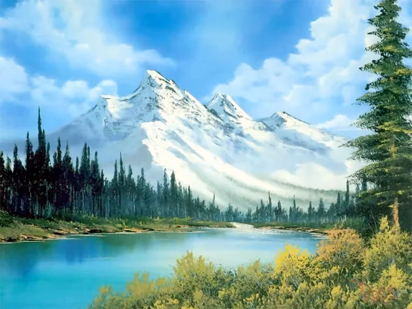 Kun je een Bob Ross-schilderij maken met acrylverf?