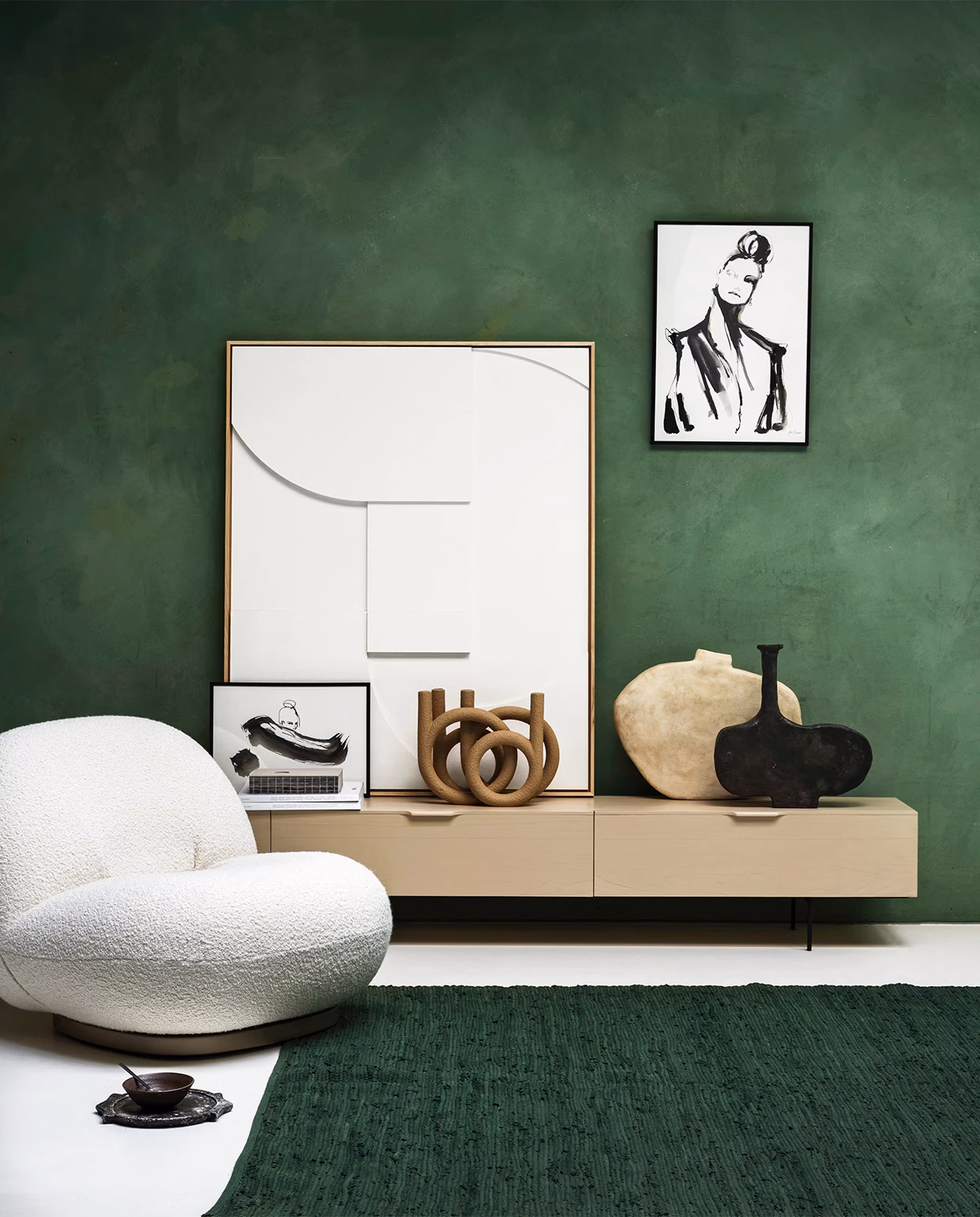 Welke kleur accessoires bij groene muur?