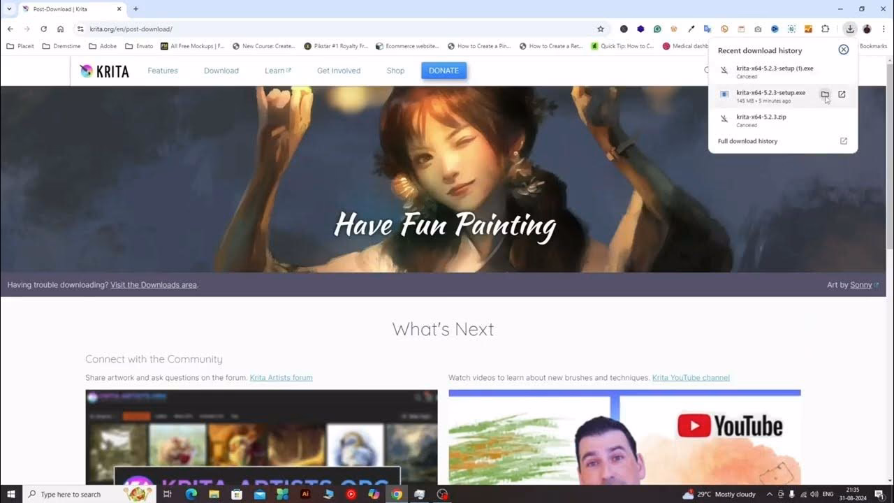 Hoe kan ik gedownloade penselen in Krita plaatsen?