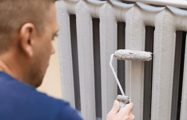 Hoe kan ik afgebladderde verf op een radiator repareren?
