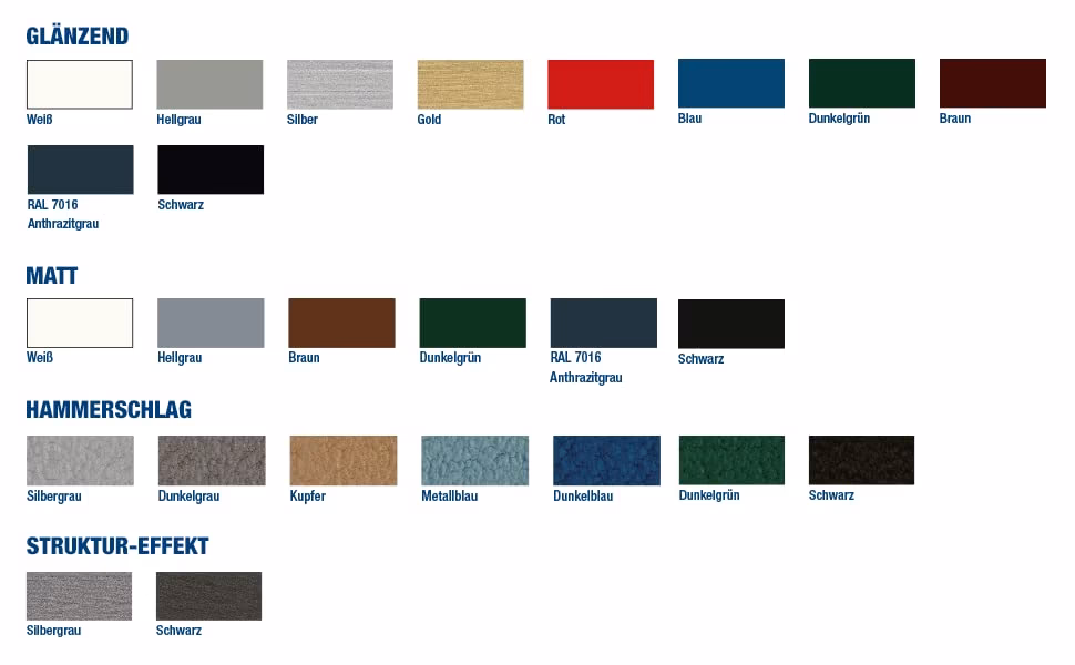 Welke kleuren zijn er in Hammerite?
