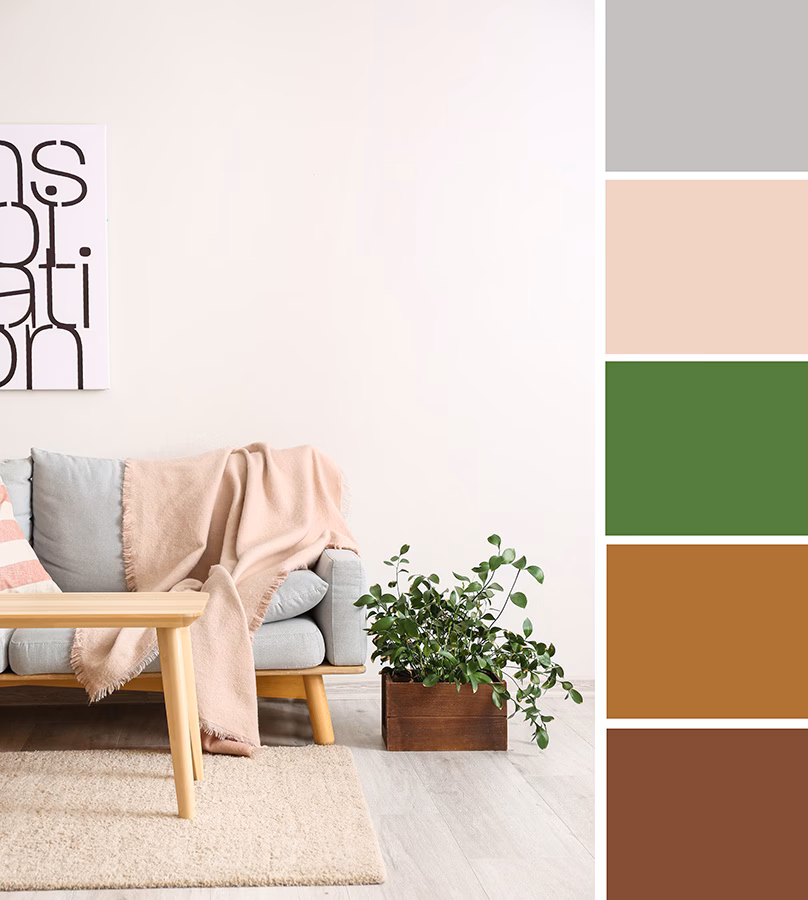 Welke kleur bank past goed bij een groene muur?