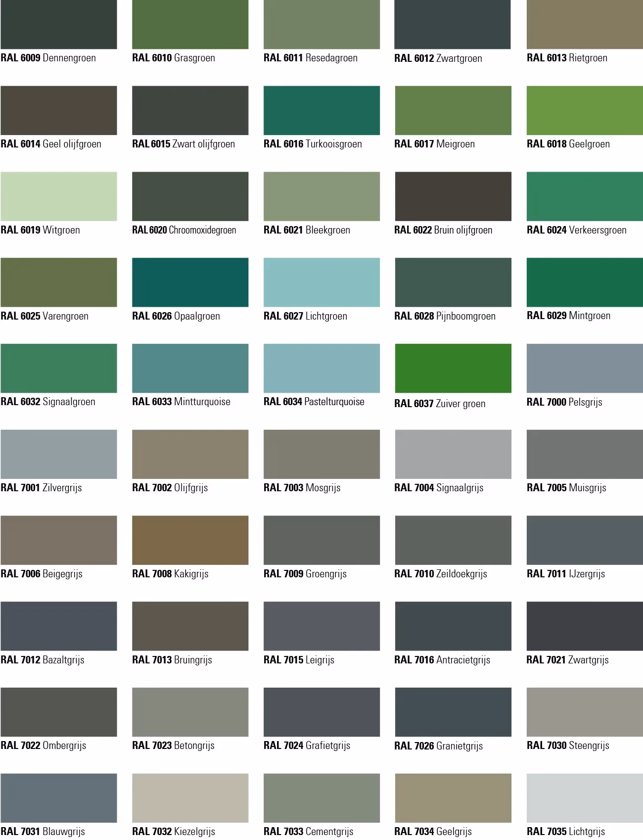 Wat is de RAL-kleur van olijfgroen?